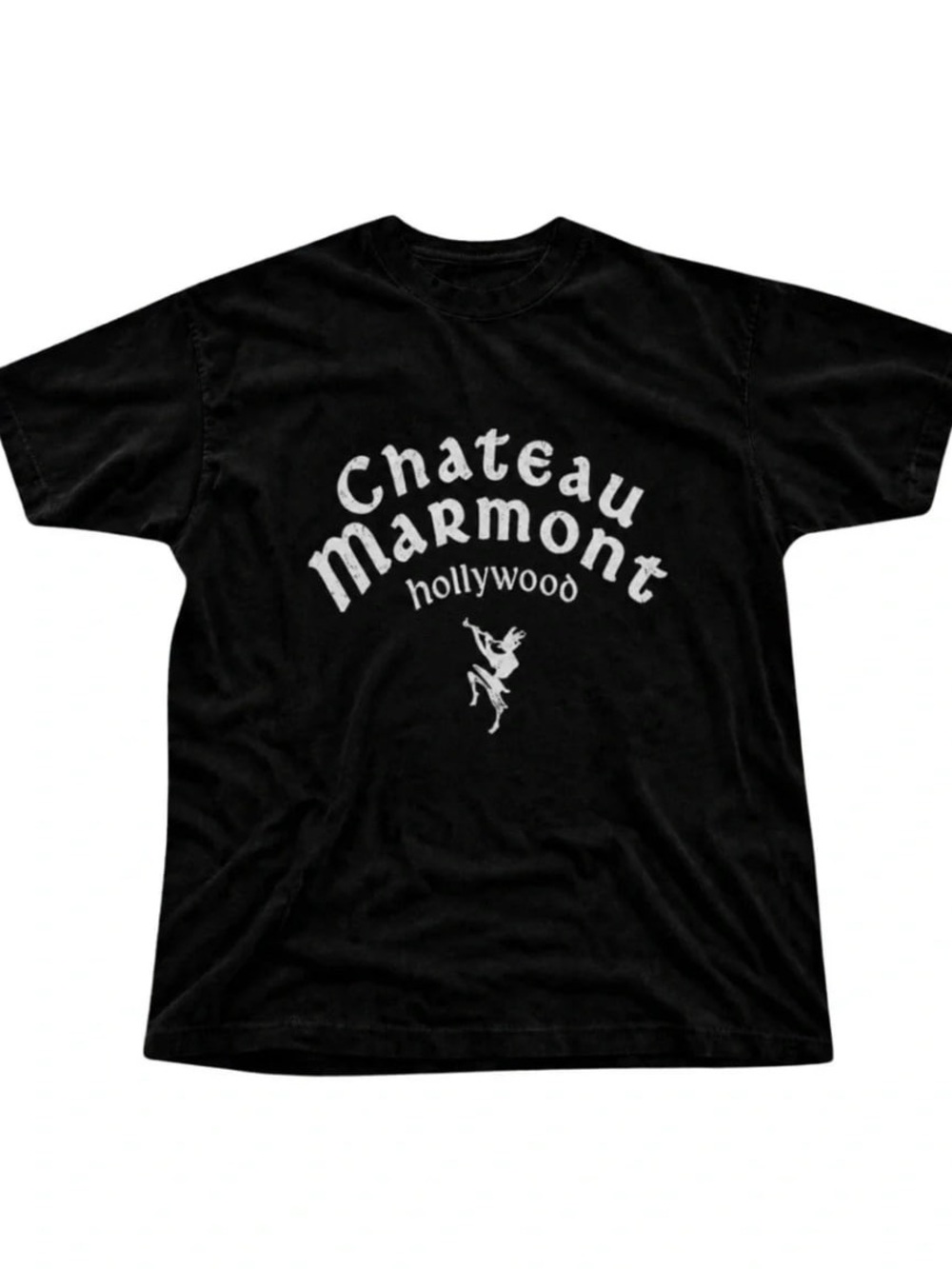Black Tee with White Chateau Marmont Graphic